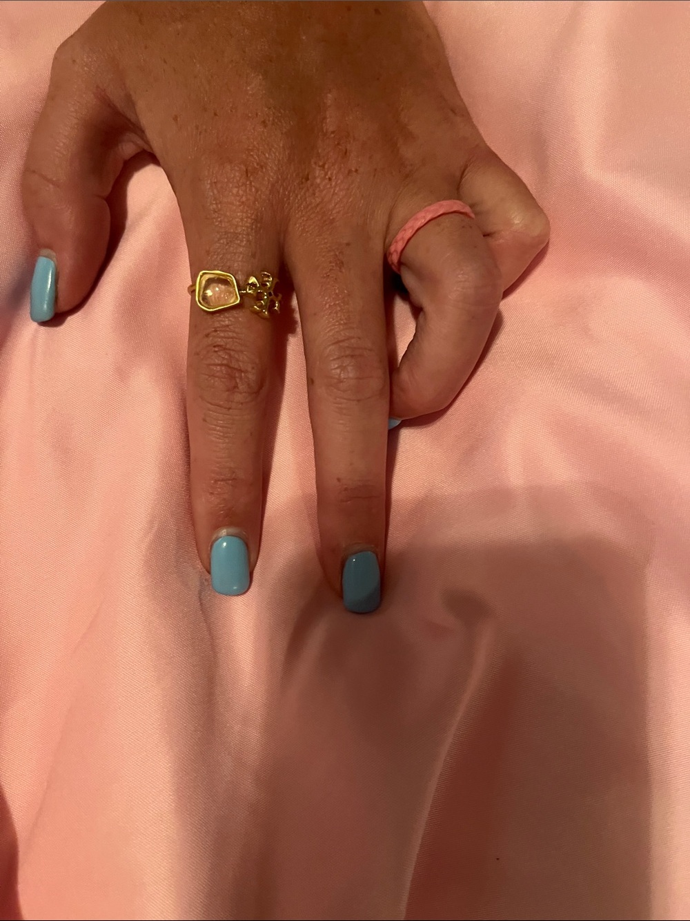 Tory Burch Gold Hexagon Ring with clearStone